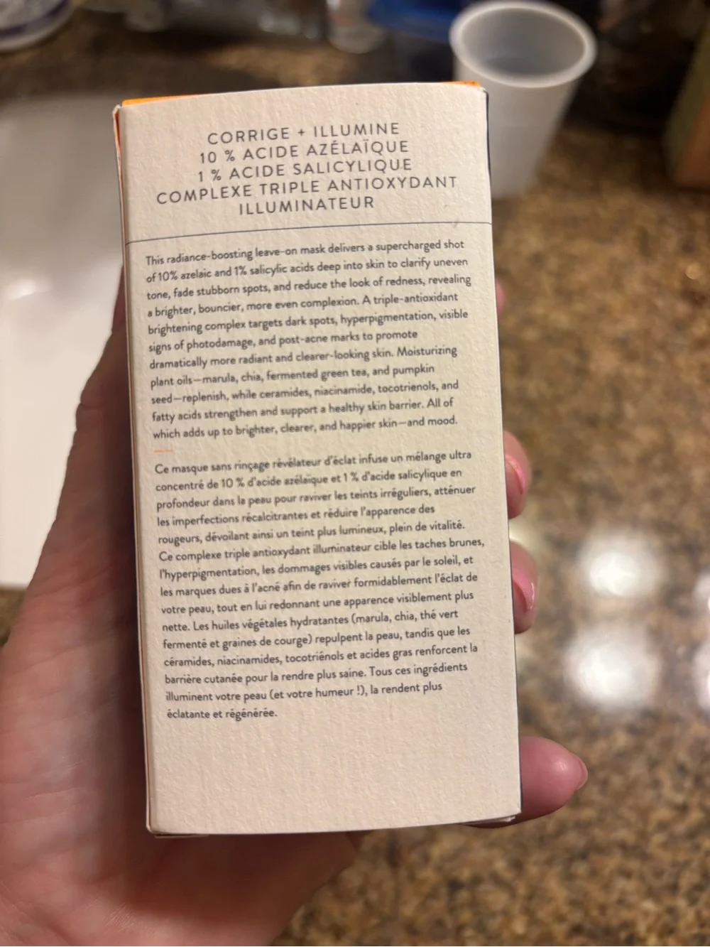 Drunk Elephant White Box with Orange Accents Bouncy Brightfacial Masque